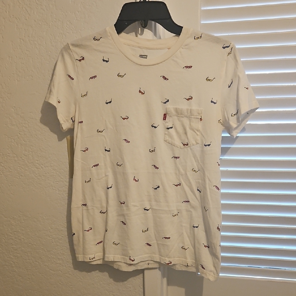 Levi's White Short Sleeve Tee with Bird Print